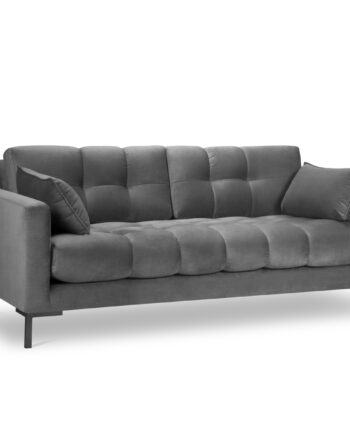Micadoni Mamaia Sofa    Sæder Grå Fløjl Og Sort Metal