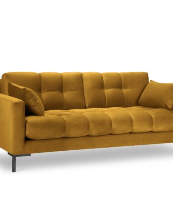 Micadoni Mamaia Sofa    Sæder Gul Fløjl Og Sort Metal