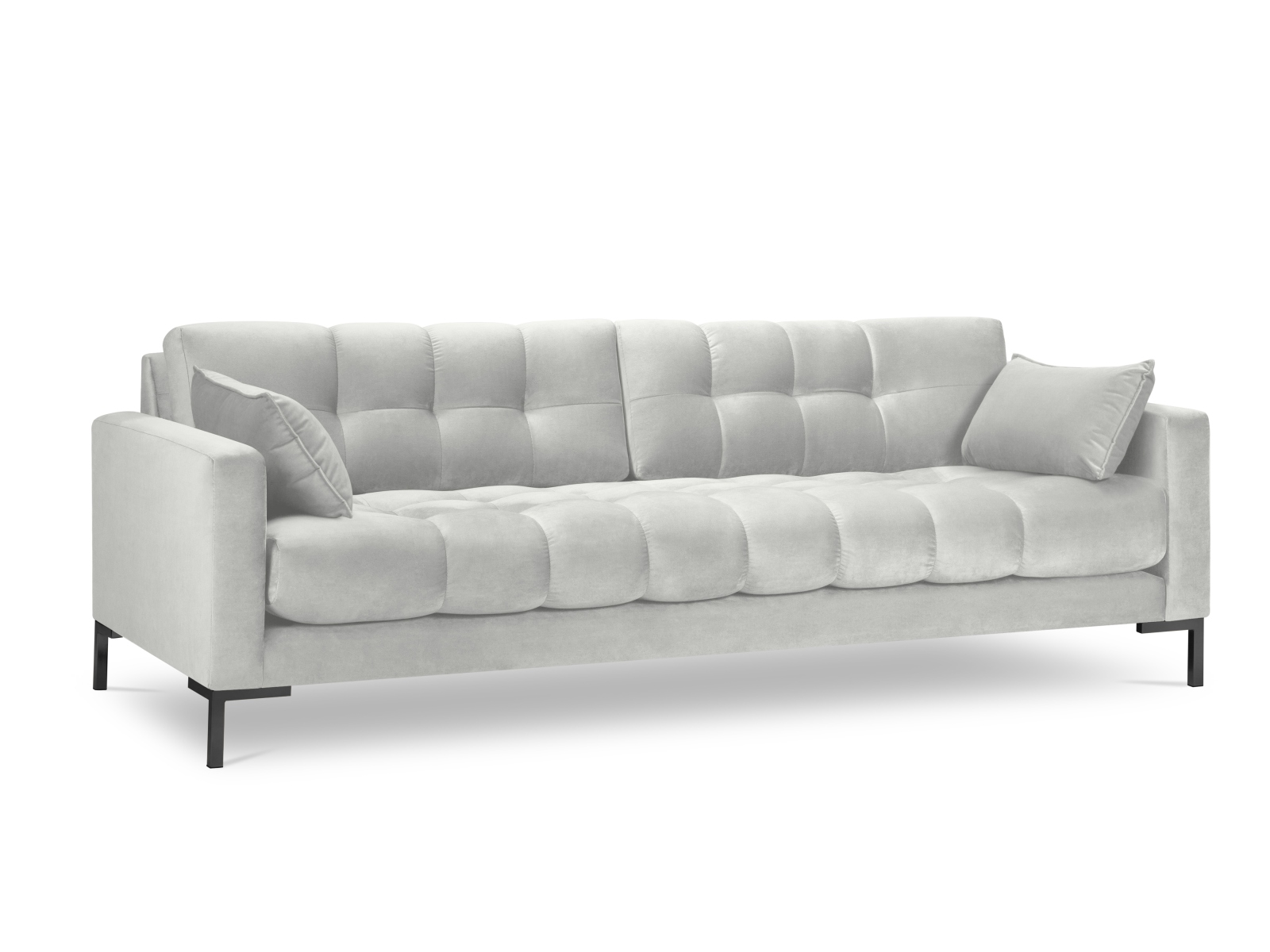 Micadoni Mamaia Sofa    Sæder Sølv Fløjl Og Sort Metal