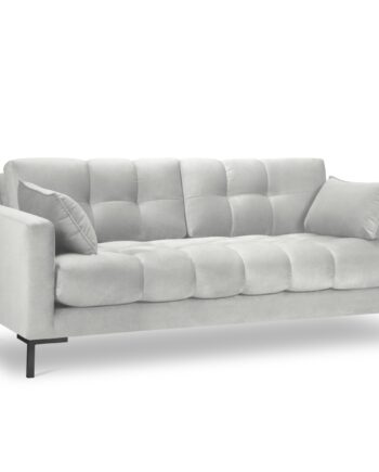Micadoni Mamaia Sofa    Sæder Sølv Fløjl Og Sort Metal