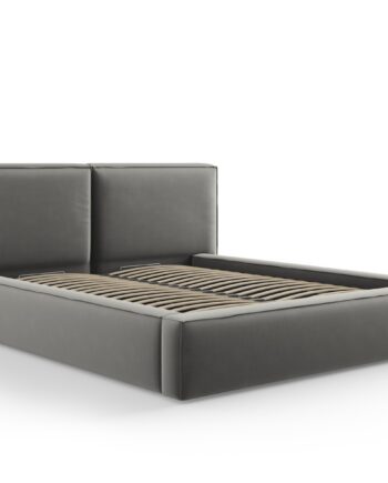 Micadoni  Micadoni Jodie Sengeramme     Sengegavl  Lameller Grå Fløjl  Sort Plast  160x200