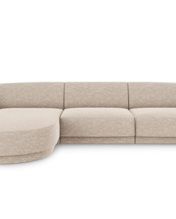 Micadoni Miley Hjørnesofa  Venstre    Sæder Beige Chenille Og Sort Plast