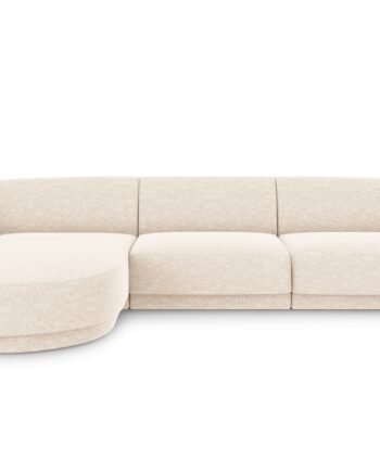 Micadoni Miley Hjørnesofa  Venstre    Sæder Beige Chenille Og Sort Plast