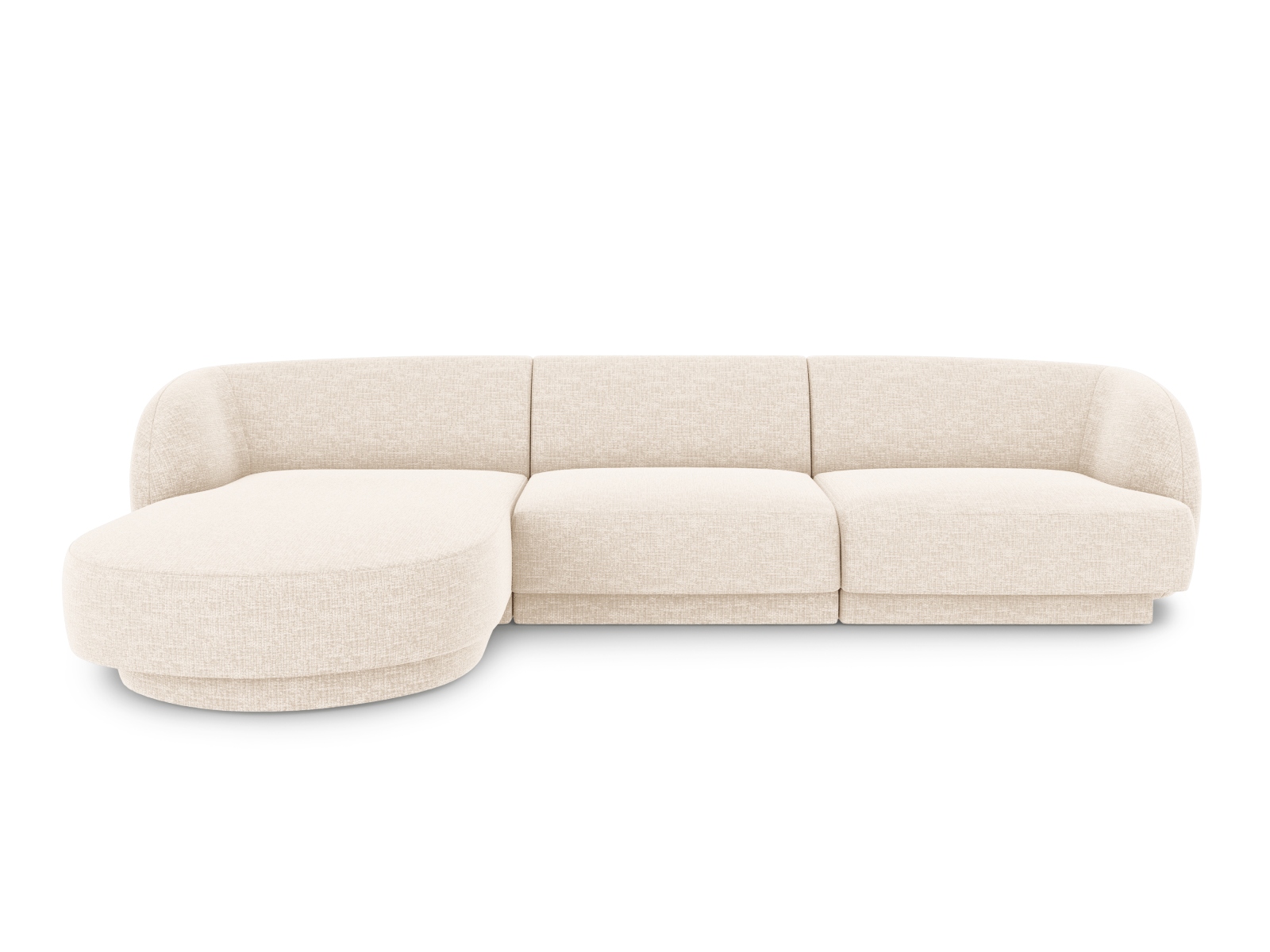 Micadoni Miley Hjørnesofa  Venstre    Sæder Beige Chenille Og Sort Plast