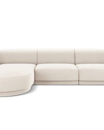Micadoni Miley Hjørnesofa  Venstre    Sæder Beige Fløjl Og Sort Plast