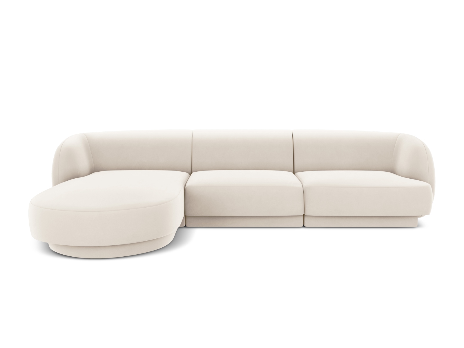 Micadoni Miley Hjørnesofa  Venstre    Sæder Beige Fløjl Og Sort Plast