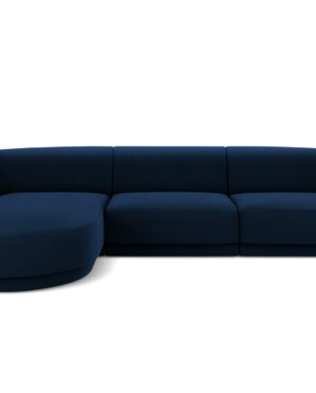 Micadoni Miley Hjørnesofa  Venstre    Sæder Blå Fløjl Og Sort Plast