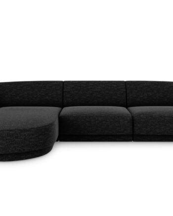 Micadoni Miley Hjørnesofa  Venstre    Sæder Sort Chenille Og Sort Plast