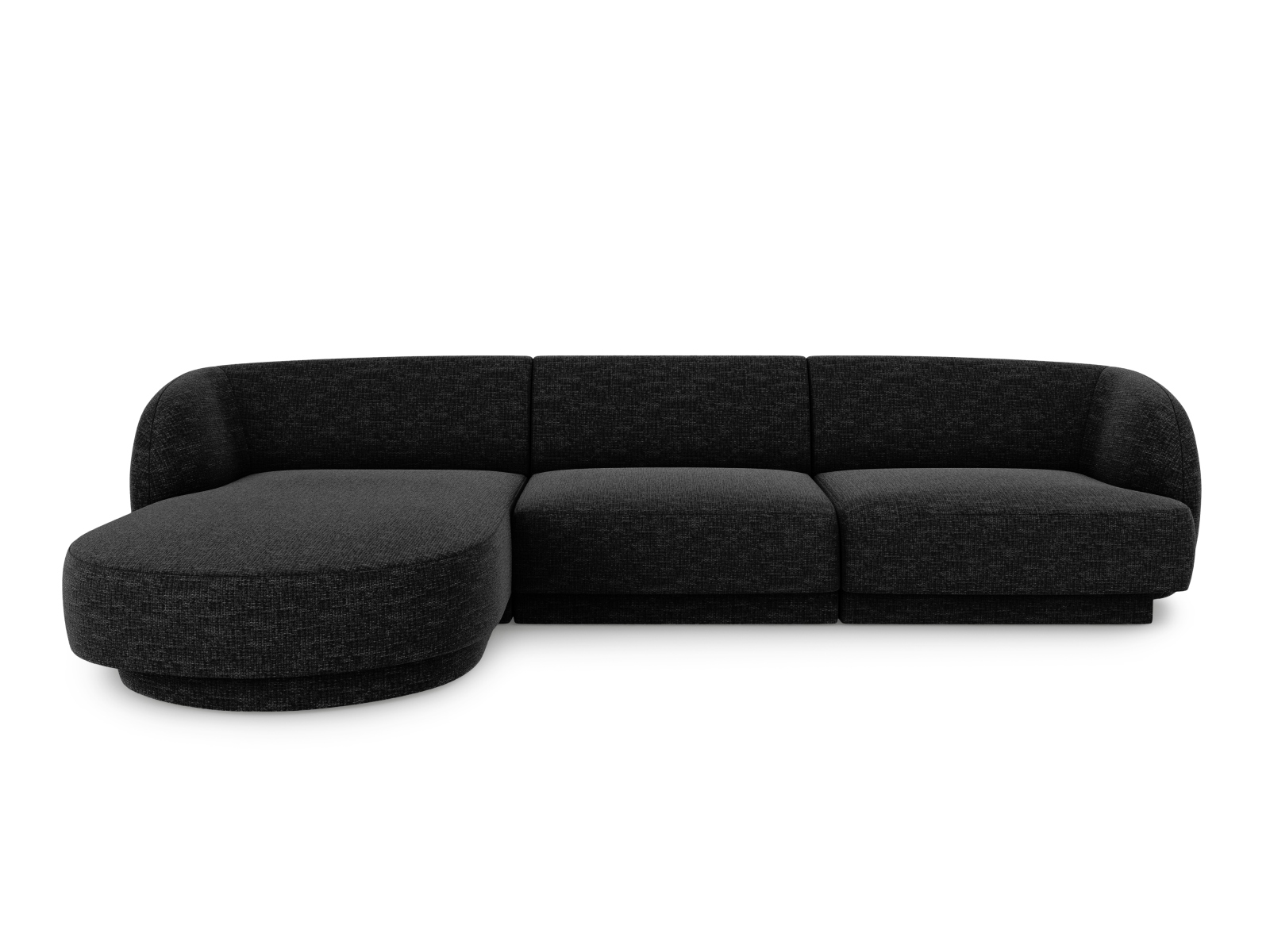 Micadoni Miley Hjørnesofa  Venstre    Sæder Sort Chenille Og Sort Plast
