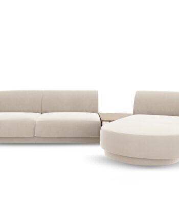 Micadoni Miley   Pers  Modulær Hjørnesofa  Højre     Sofabord Lys Beige Fløjl