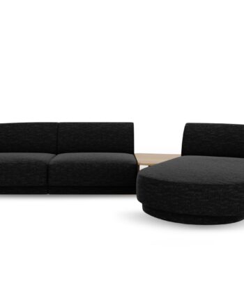 Micadoni Miley   Pers  Modulær Hjørnesofa  Højre     Sofabord Sort Chenille