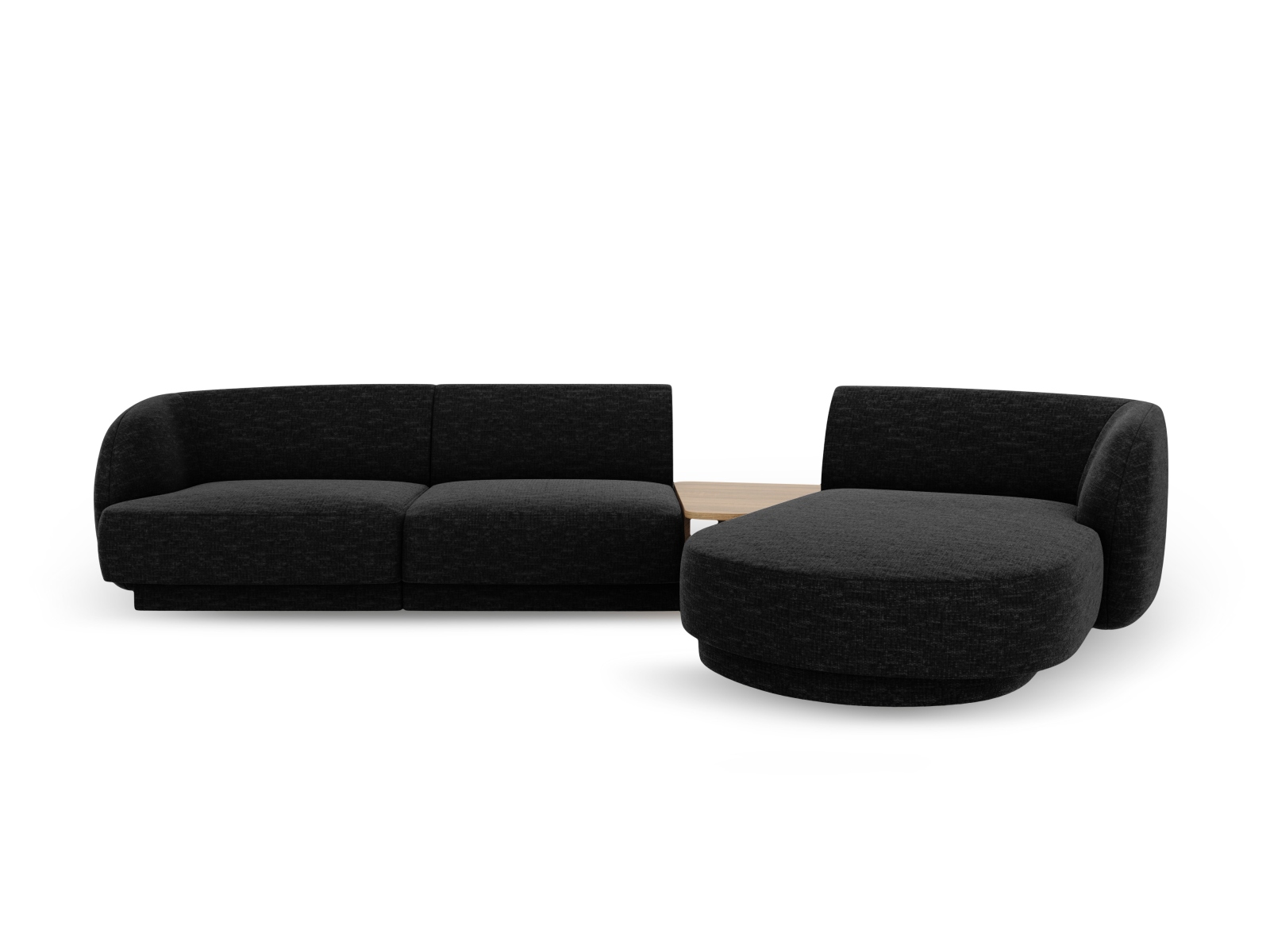 Micadoni Miley   Pers  Modulær Hjørnesofa  Højre     Sofabord Sort Chenille