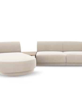 Micadoni Miley   Pers  Modulær Hjørnesofa  Venstre     Sofabord Lys Beige Fløjl