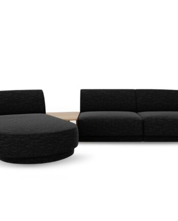 Micadoni Miley   Pers  Modulær Hjørnesofa  Venstre     Sofabord Sort Chenille