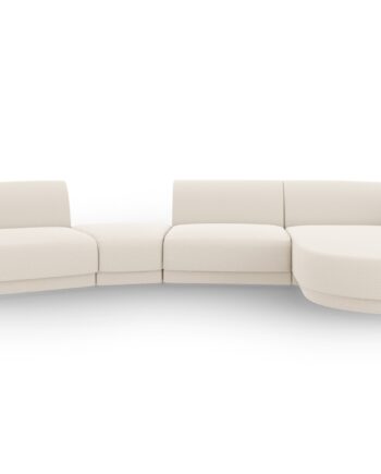 Micadoni Miley   Pers  Modulær Sofa  Højre     Chaiselong Og Indbygget Puf Beige Bouclé