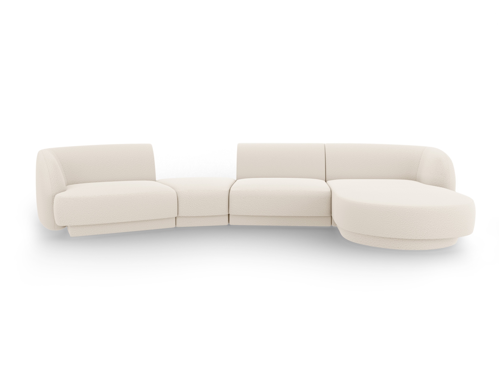 Micadoni Miley   Pers  Modulær Sofa  Højre     Chaiselong Og Indbygget Puf Beige Bouclé