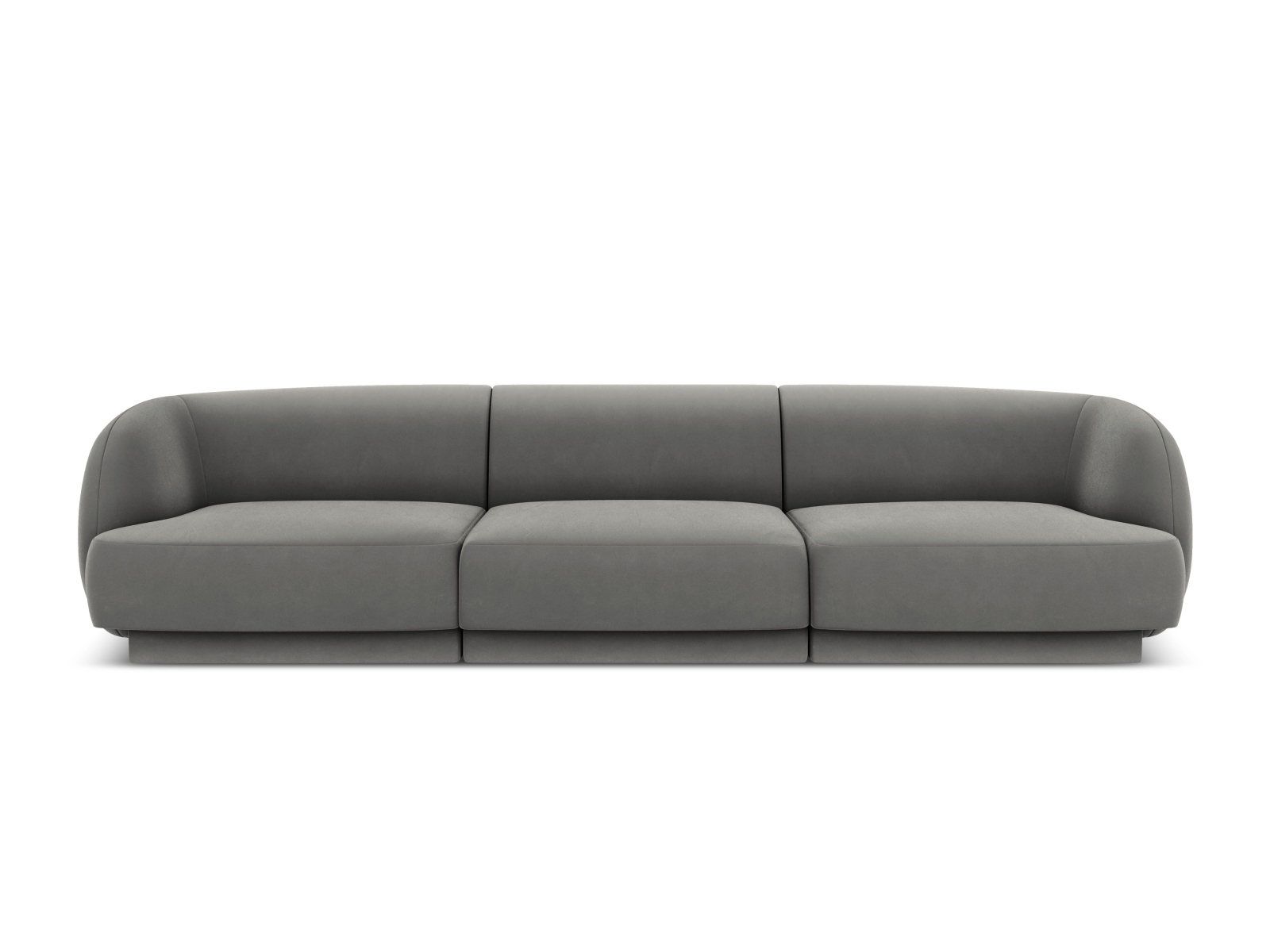 Micadoni Miley Sofa    Sæder Grå Fløjl Og Sort Plast