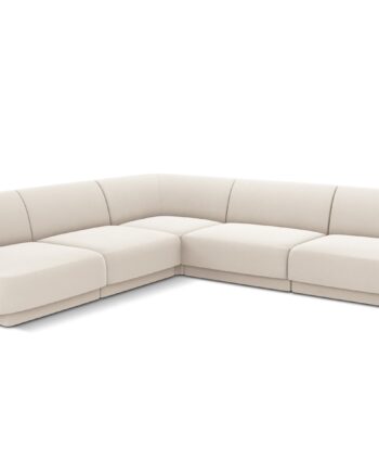 Micadoni Miley Symmetrical Hjørnesofa    Sæder Beige Fløjl Og Sort Plast