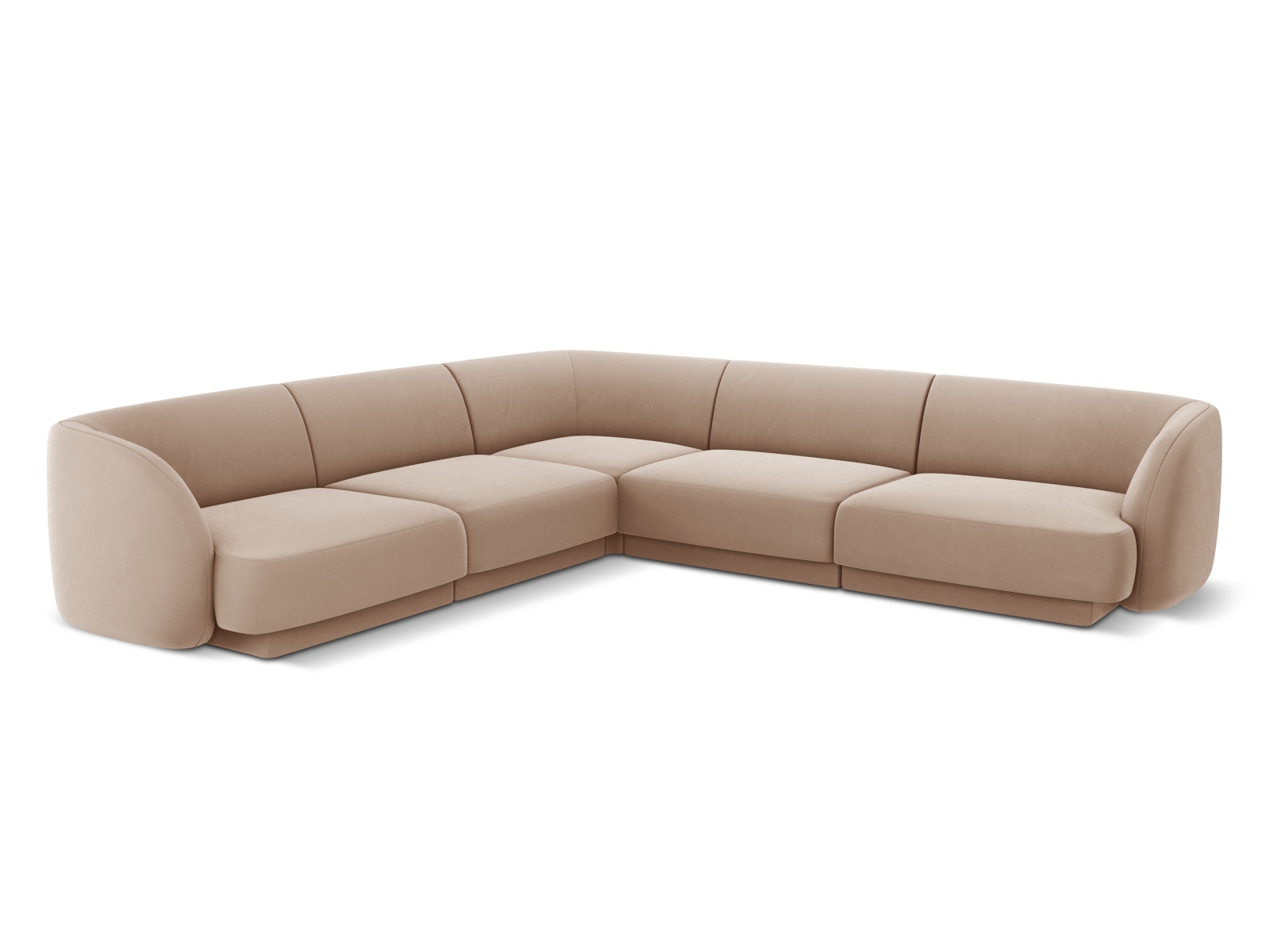 Micadoni Miley Symmetrical Hjørnesofa    Sæder Brun Fløjl Og Sort Plast