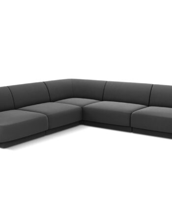 Micadoni Miley Symmetrical Hjørnesofa    Sæder Grå Fløjl Og Sort Plast