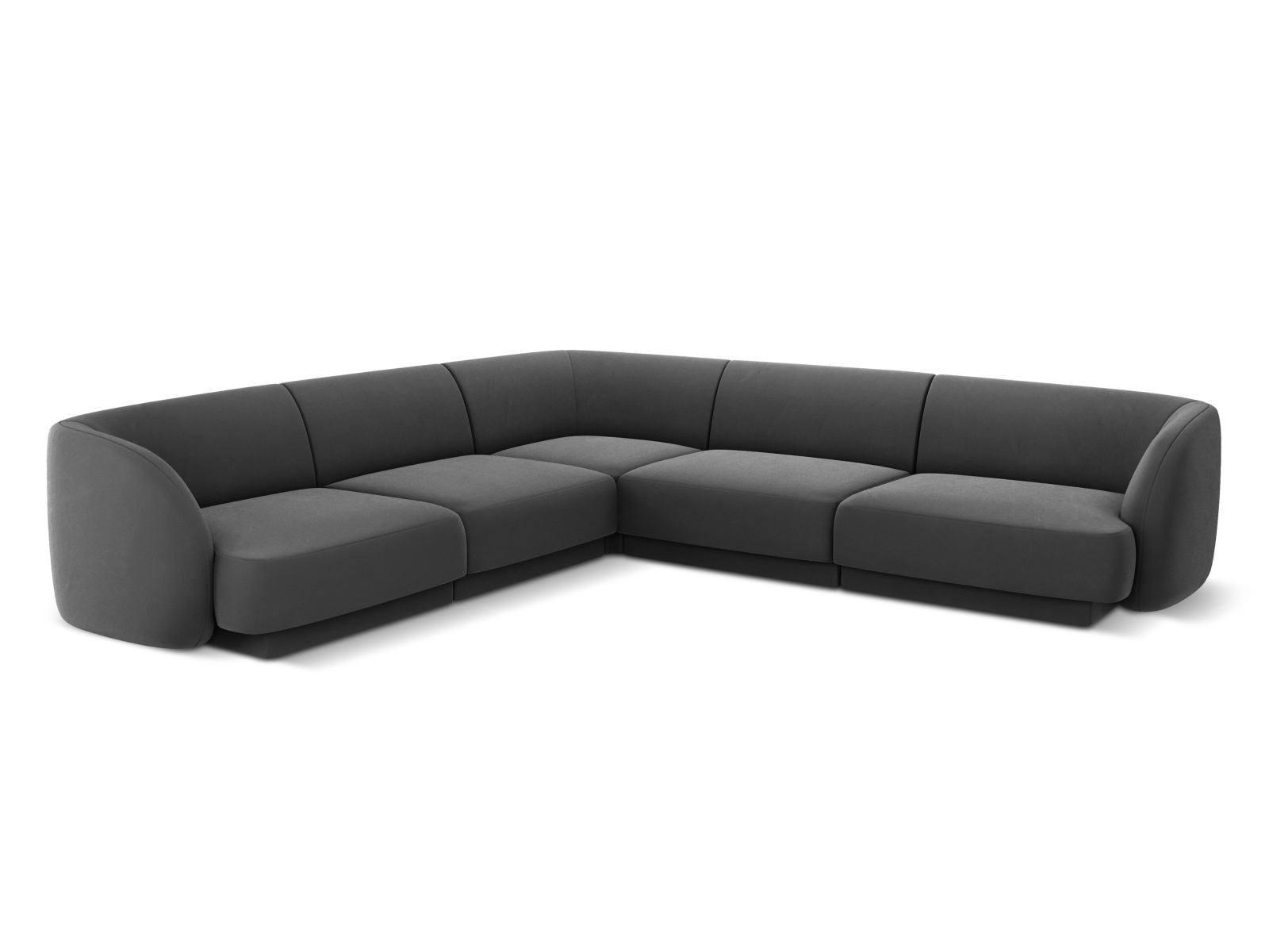 Micadoni Miley Symmetrical Hjørnesofa    Sæder Grå Fløjl Og Sort Plast