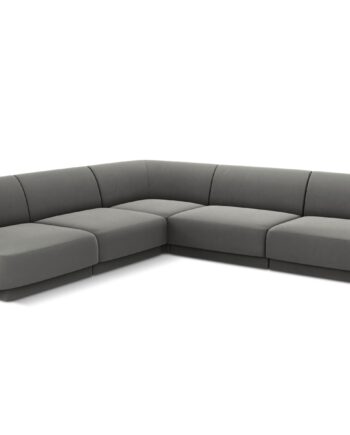Micadoni Miley Symmetrical Hjørnesofa    Sæder Grå Fløjl Og Sort Plast