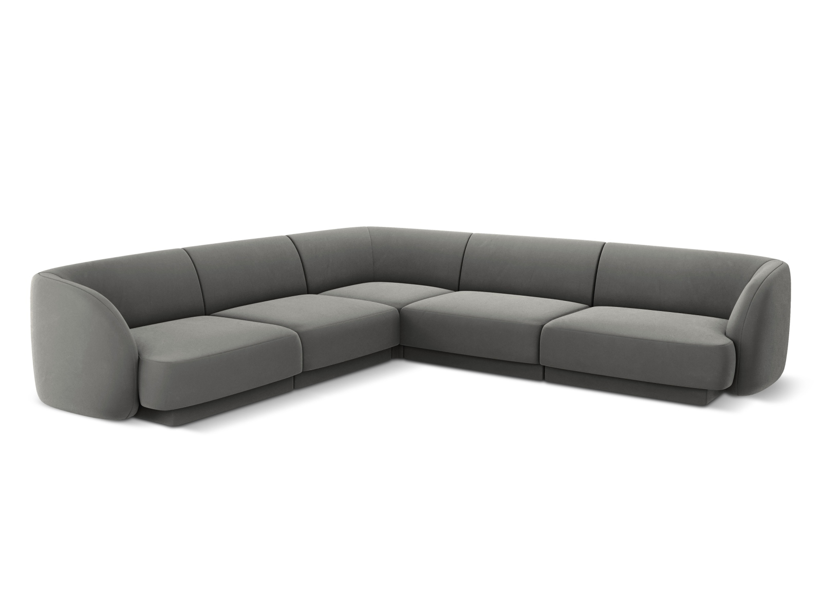 Micadoni Miley Symmetrical Hjørnesofa    Sæder Grå Fløjl Og Sort Plast