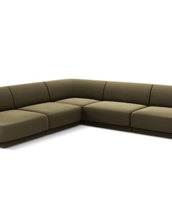Micadoni Miley Symmetrical Hjørnesofa    Sæder Grøn Fløjl Og Sort Plast
