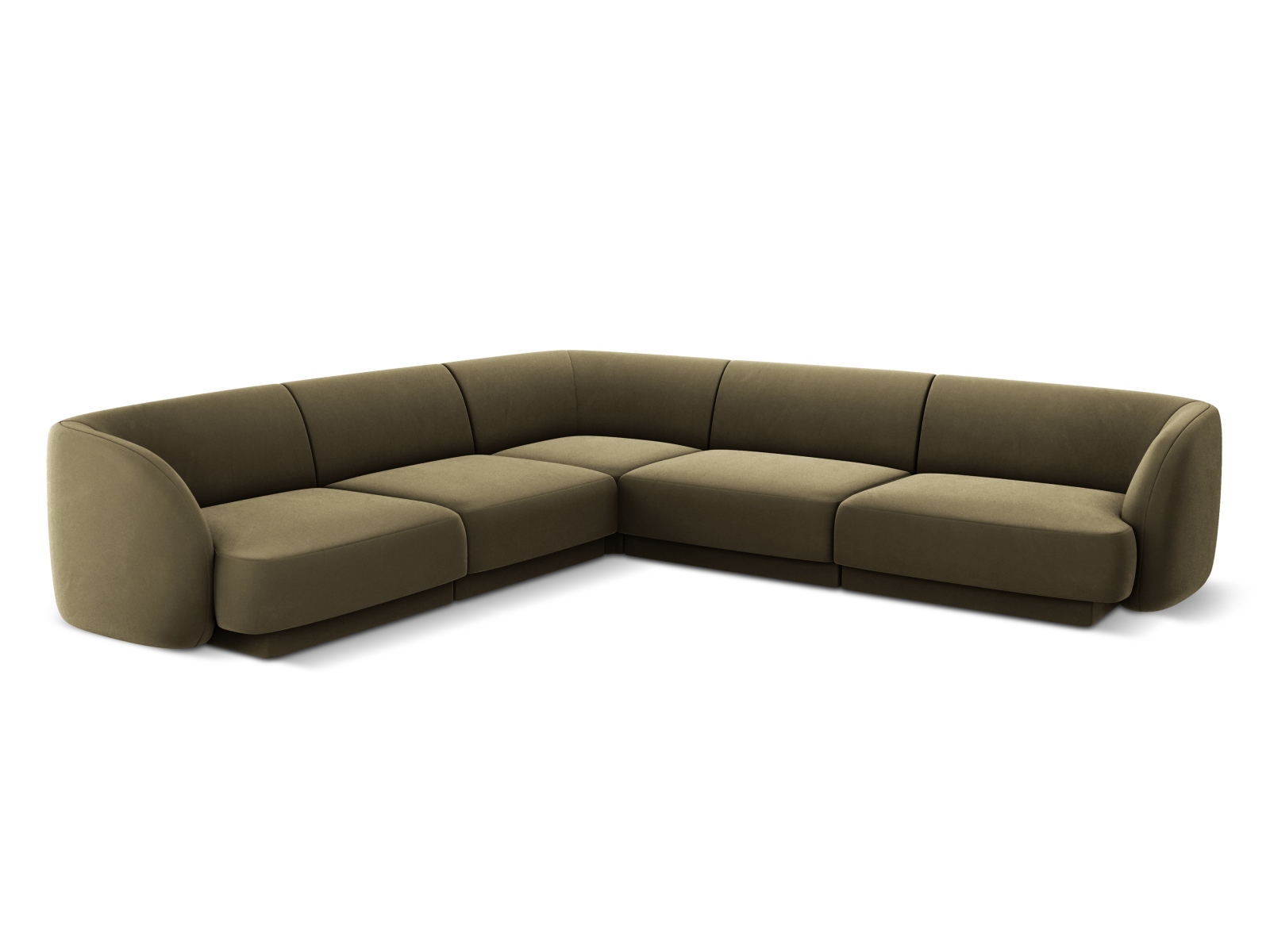 Micadoni Miley Symmetrical Hjørnesofa    Sæder Grøn Fløjl Og Sort Plast