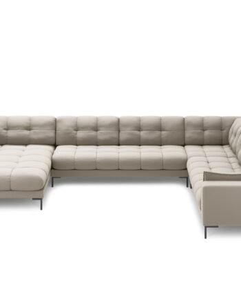 Micadoni Panoramisk Mamaia   Pers  Hjørnesofa  Højre Beige Struktur Stof Og Sort Metal