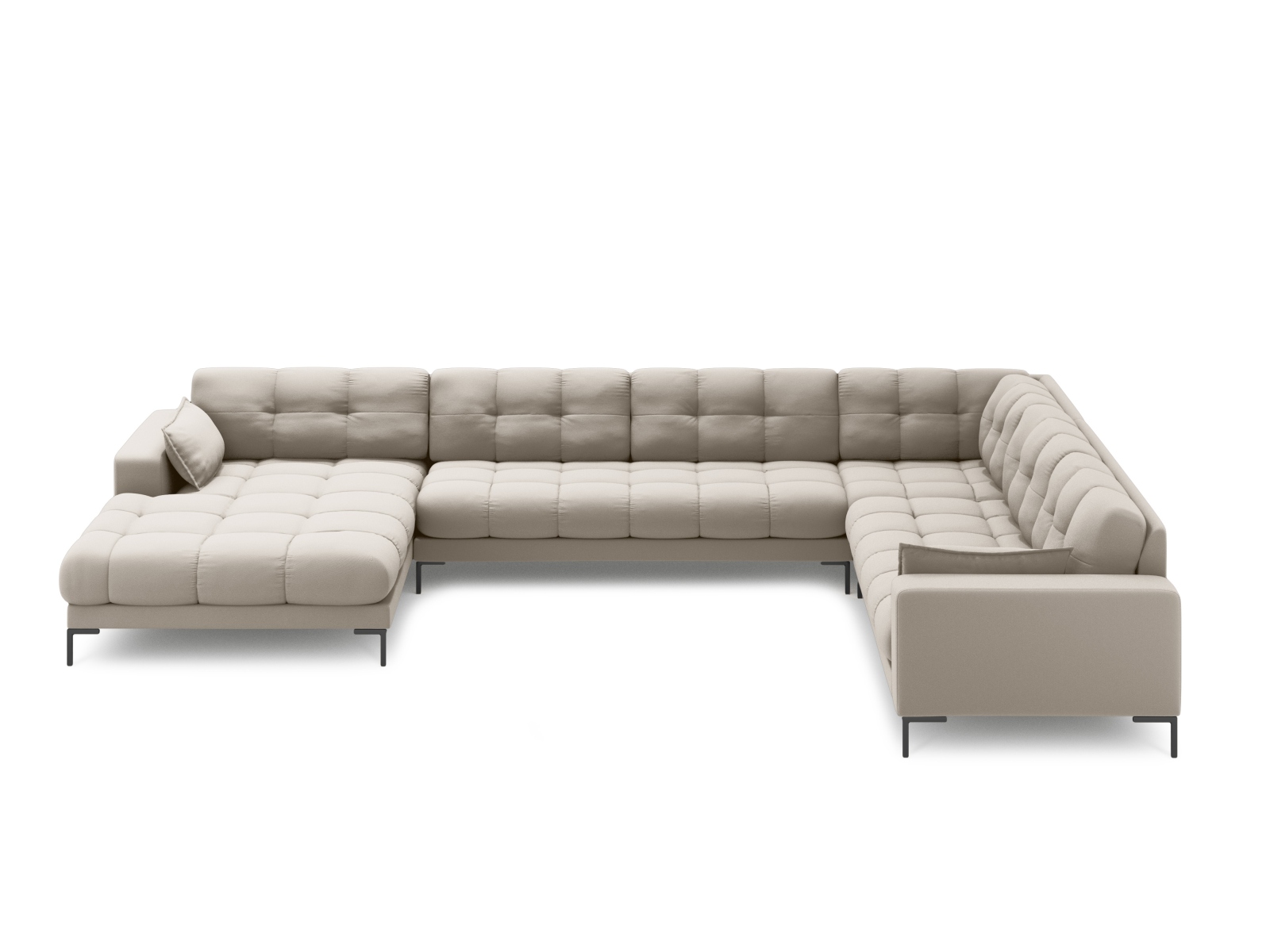 Micadoni Panoramisk Mamaia   Pers  Hjørnesofa  Højre Beige Struktur Stof Og Sort Metal