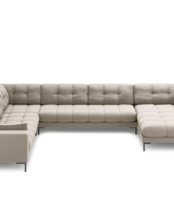 Micadoni Panoramisk Mamaia   Pers  Hjørnesofa  Venstre Beige Struktur Stof Og Sort Metal