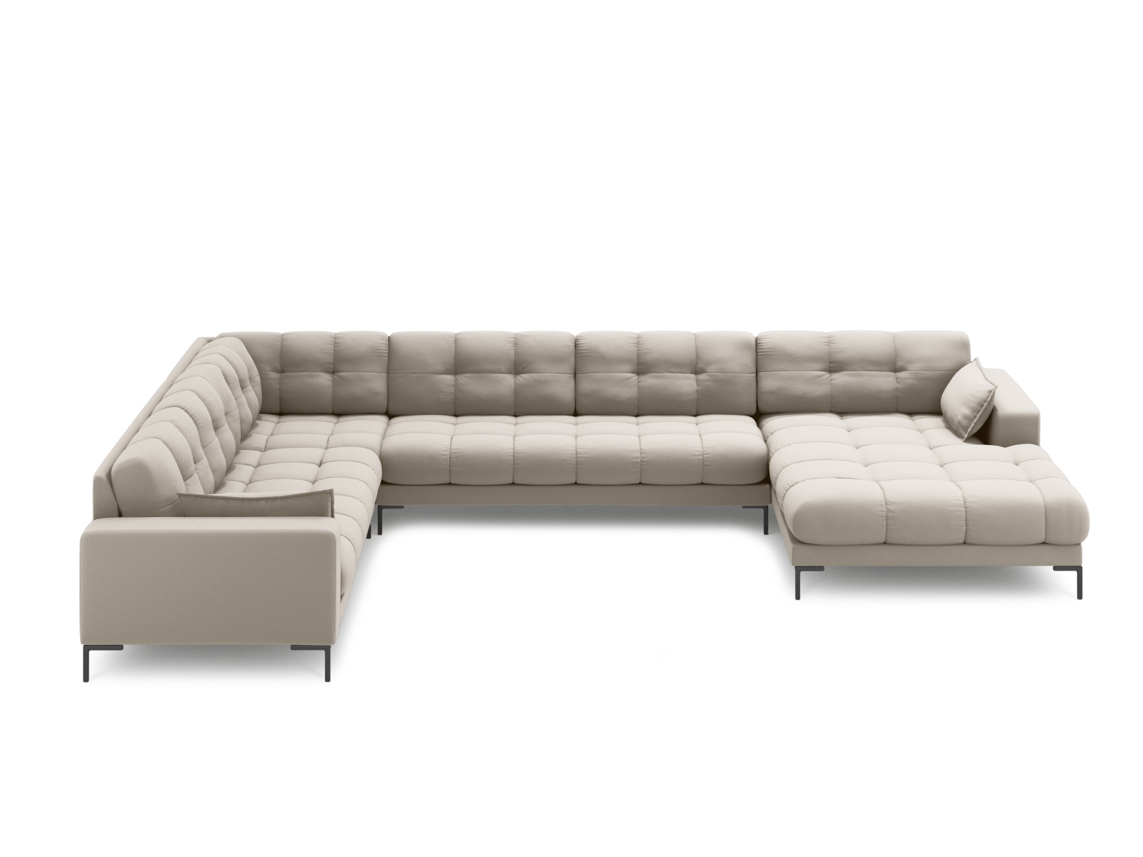 Micadoni Panoramisk Mamaia   Pers  Hjørnesofa  Venstre Beige Struktur Stof Og Sort Metal