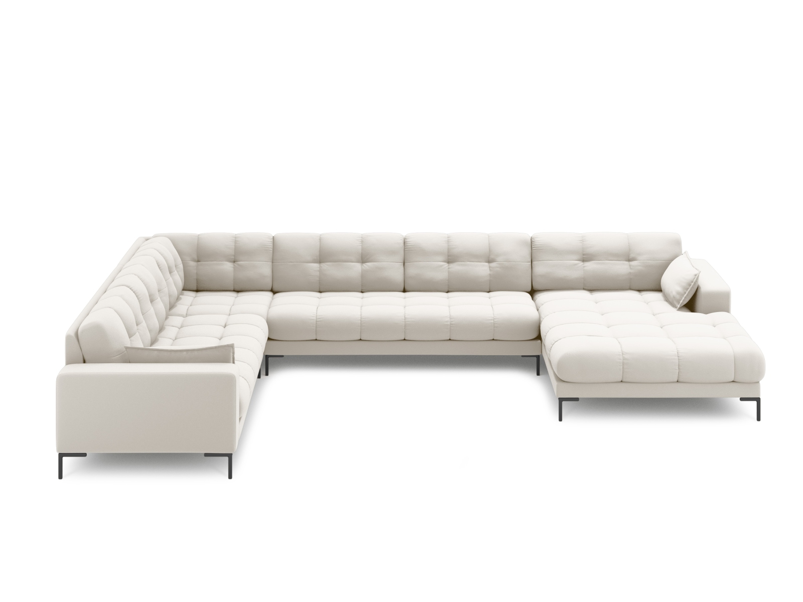 Micadoni Panoramisk Mamaia   Pers  Hjørnesofa  Venstre Lys Beige Struktur Stof Og Sort Metal