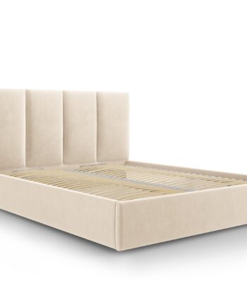 Micadoni Pyla Sengeramme     Sengegavl Og Lameller Beige Fløjl  140x200