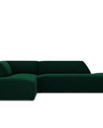 Micadoni Ruby Hjørnesofa  Venstre    Sæder Grøn Fløjl Og Sort Plast