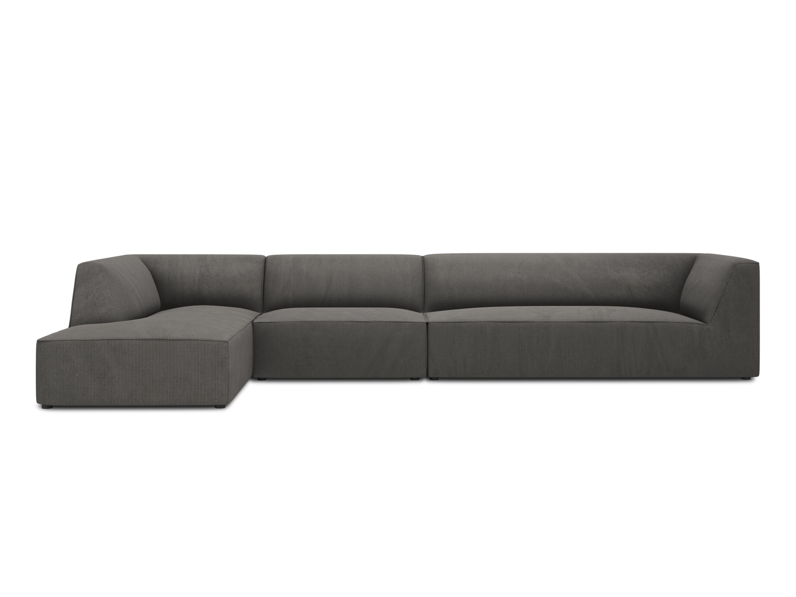 Micadoni Ruby Modul Hjørnesofa  Venstre    Sæder Antracitgrå Corduroy Fløjl Og Sort Plast