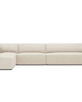 Micadoni Ruby Modul Hjørnesofa  Venstre    Sæder Beige Corduroy Fløjl Og Sort Plast