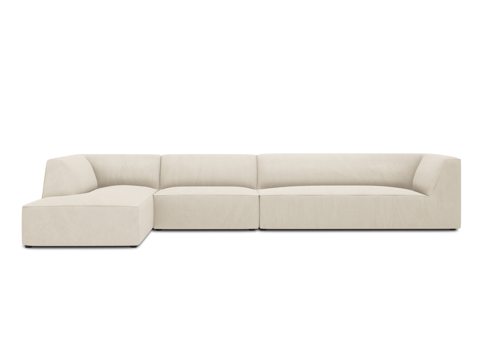 Micadoni Ruby Modul Hjørnesofa  Venstre    Sæder Beige Corduroy Fløjl Og Sort Plast