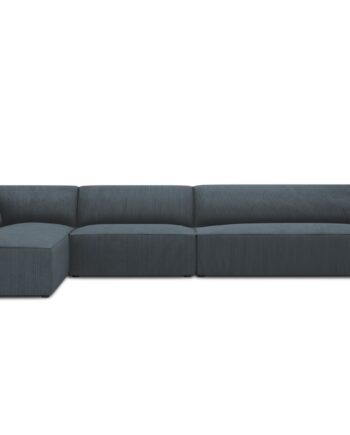 Micadoni Ruby Modul Hjørnesofa  Venstre    Sæder Blå Corduroy Fløjl Og Sort Plast