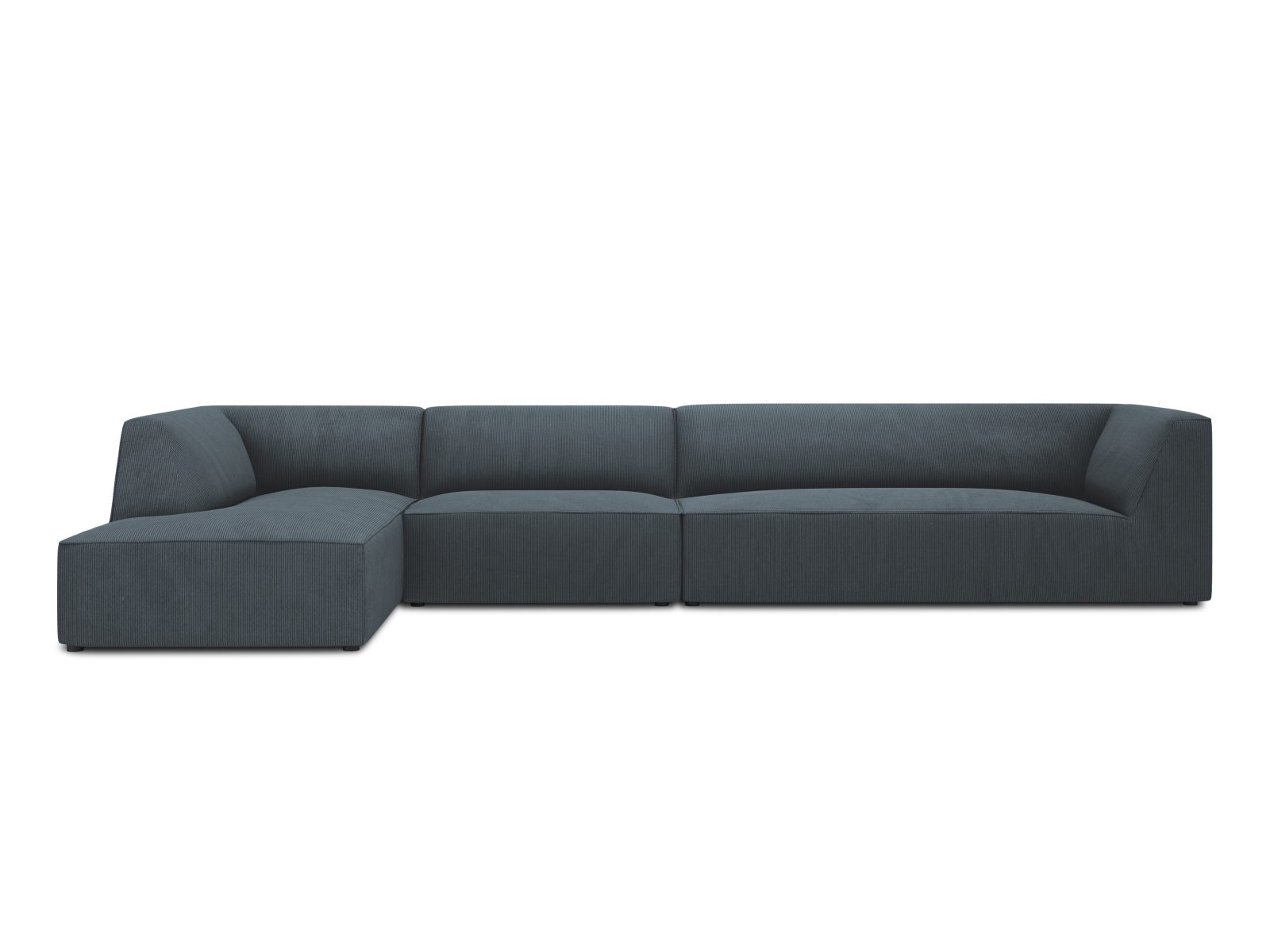 Micadoni Ruby Modul Hjørnesofa  Venstre    Sæder Blå Corduroy Fløjl Og Sort Plast