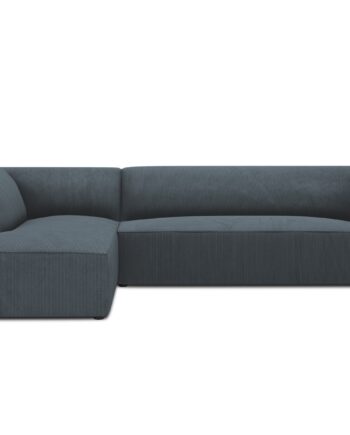 Micadoni Ruby Modul Hjørnesofa  Venstre    Sæder Blå Corduroy Fløjl Og Sort Plast