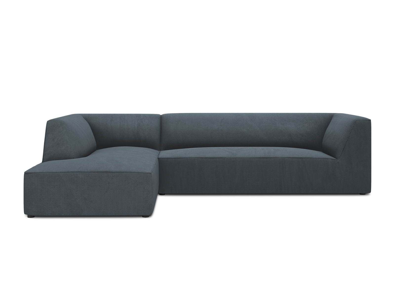 Micadoni Ruby Modul Hjørnesofa  Venstre    Sæder Blå Corduroy Fløjl Og Sort Plast