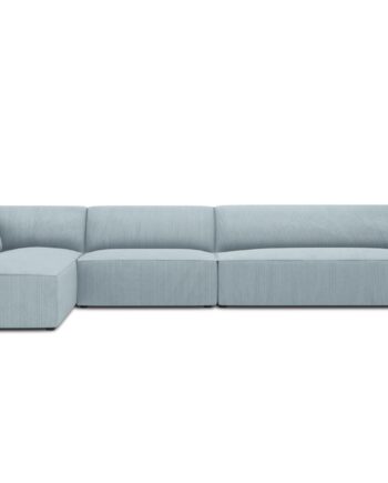Micadoni Ruby Modul Hjørnesofa  Venstre    Sæder Blå Corduroy Fløjl Og Sort Plast