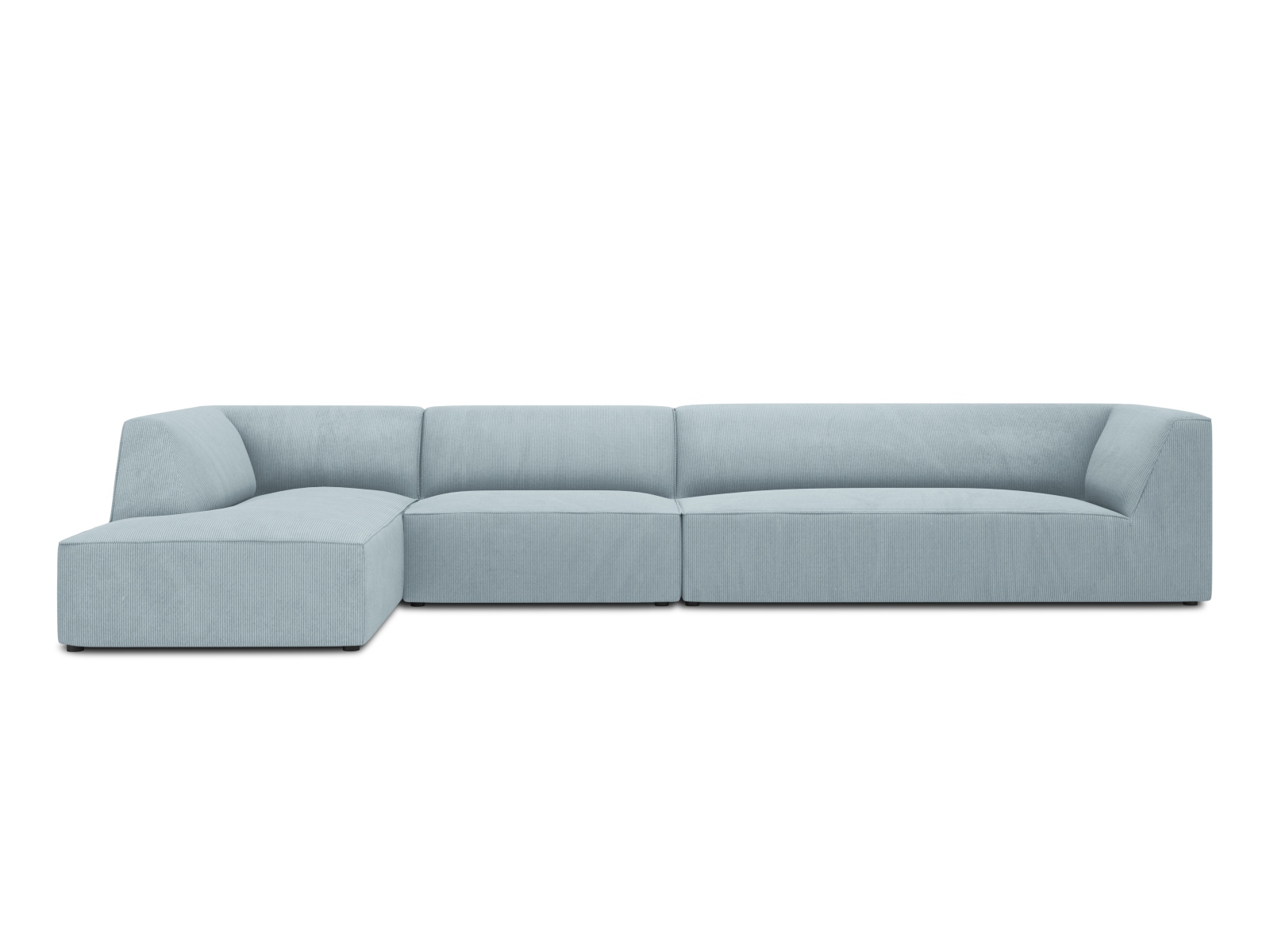 Micadoni Ruby Modul Hjørnesofa  Venstre    Sæder Blå Corduroy Fløjl Og Sort Plast
