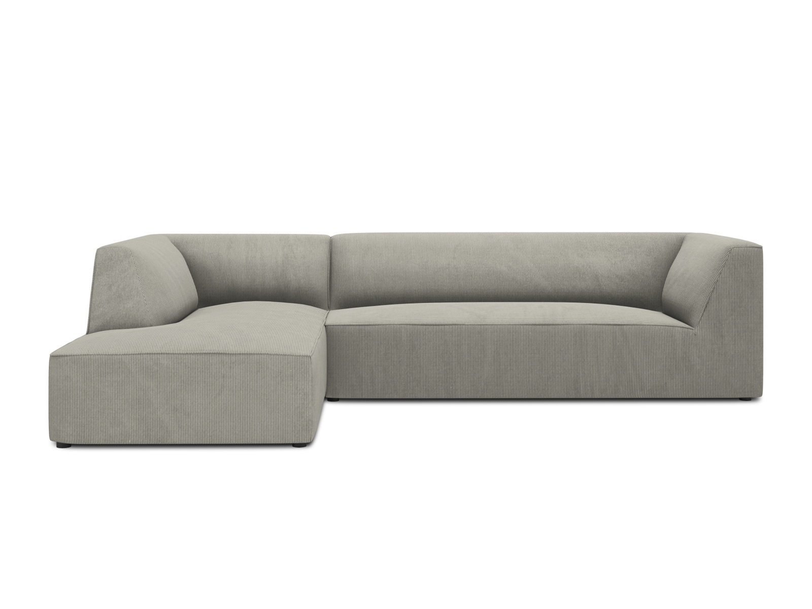 Micadoni Ruby Modul Hjørnesofa  Venstre    Sæder Grå Corduroy Fløjl Og Sort Plast