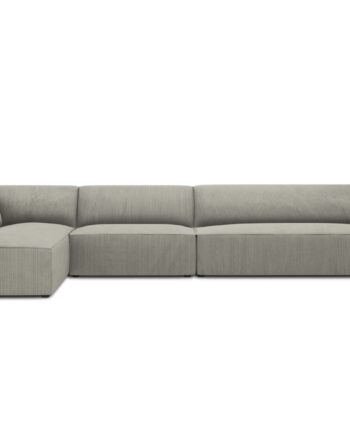 Micadoni Ruby Modul Hjørnesofa  Venstre    Sæder Grå Corduroy Fløjl Og Sort Plast