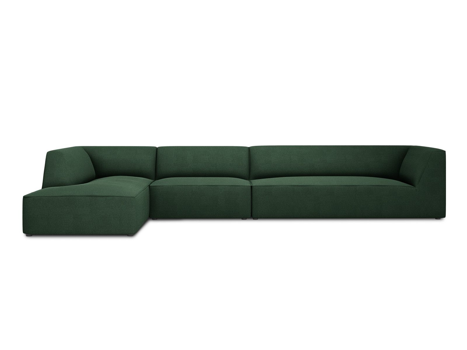 Micadoni Ruby Modul Hjørnesofa  Venstre    Sæder Grøn Stof Og Sort Plast