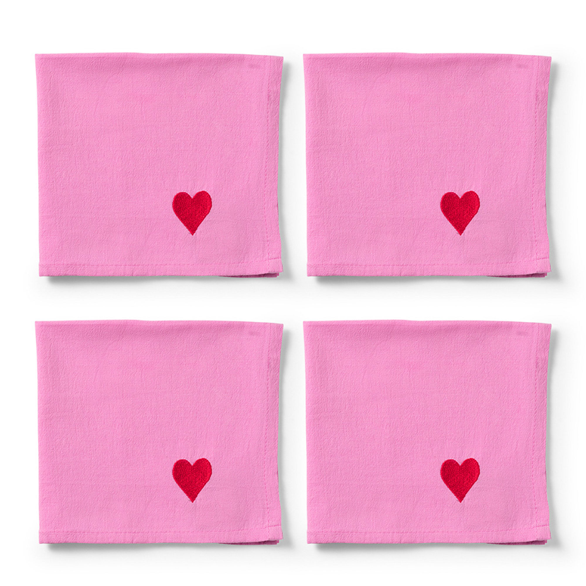 Midnatts Pink Hearts Servietter 40x40 Cm  Rosa    Stk