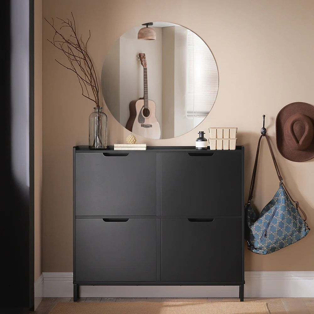 Moderne Og Minimalistisk Skoskab Til Små Rum  L100xb19xh90cm  Sort